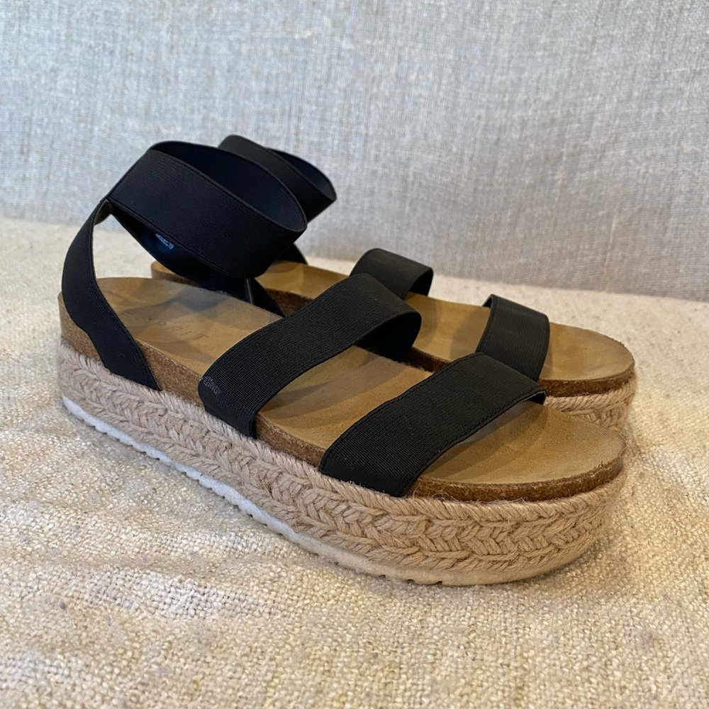 Esprit Womens Black Platform Espadrilles Size 8 Summer